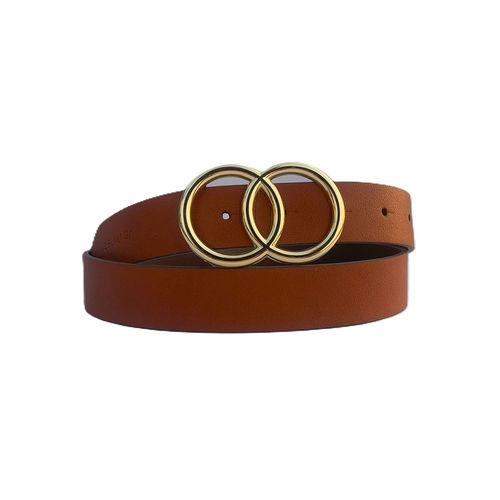 BELWABA Women Rust Double O Ring Buckle Belt (26)