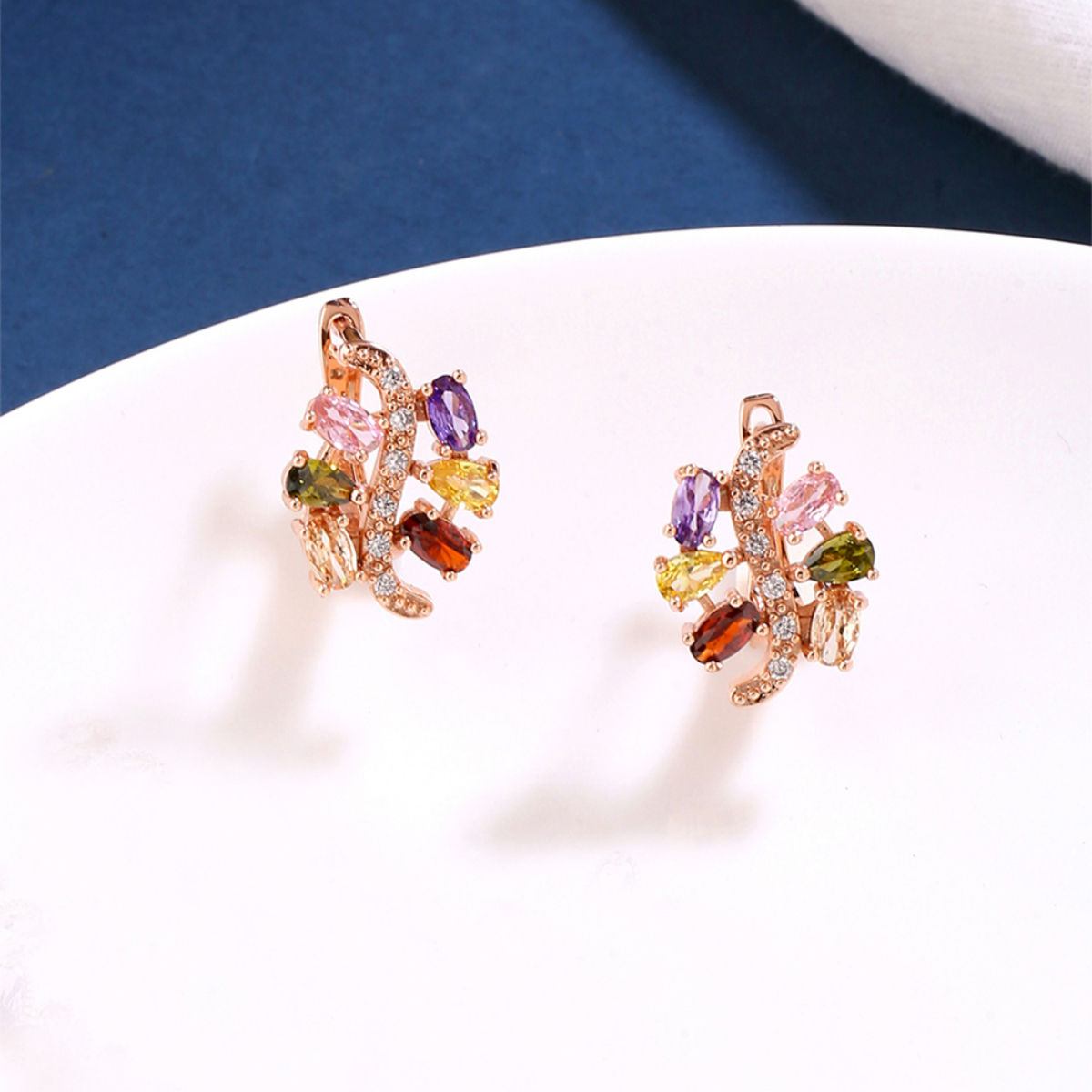 Yellow Chimes Multicolor Crystal Rosegold Plated Swiss AAA Zircon Clip ...