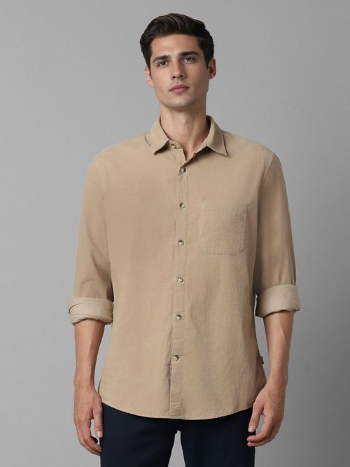 Buy Louis Philippe Men Brown Solid Full Sleeves Slim Fit Casual