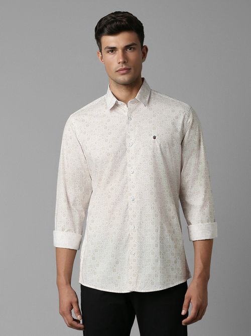 Buy Louis Philippe Men Cream Printed Full Sleeves Slim Fit Casual - Main Image