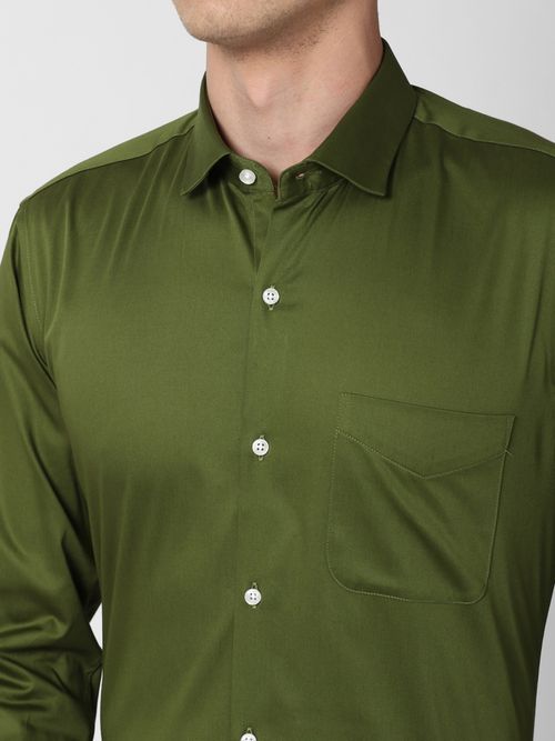 Buy Peter England Men Green Solid Full Sleeves Regular Fit Formal