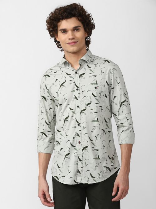 Buy Peter England Men Grey Printed Full Sleeves Super Slim Fit