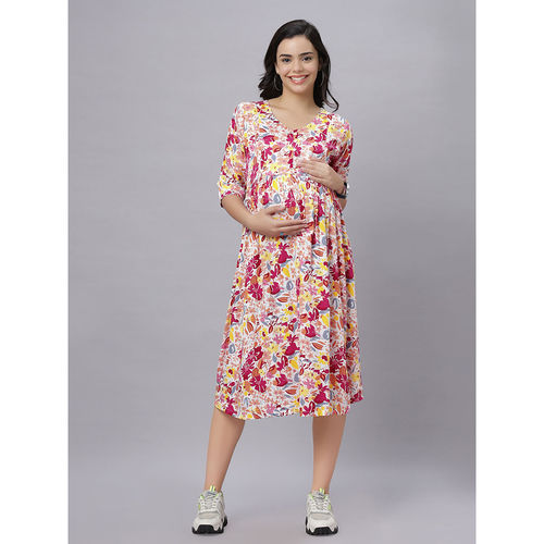 Buy Mamma's Maternity Multi-Colour Rayon Round Pregnancy/Feeding - Main Image