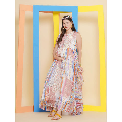 chinese dress ladies Orange A-Line Rayon Maternity Dress main image 0
