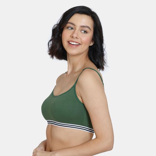 Buy Zivame Beautiful Basics Double Layered Non Wired Full Coverage Bralette  Bra Black Forest Green Online