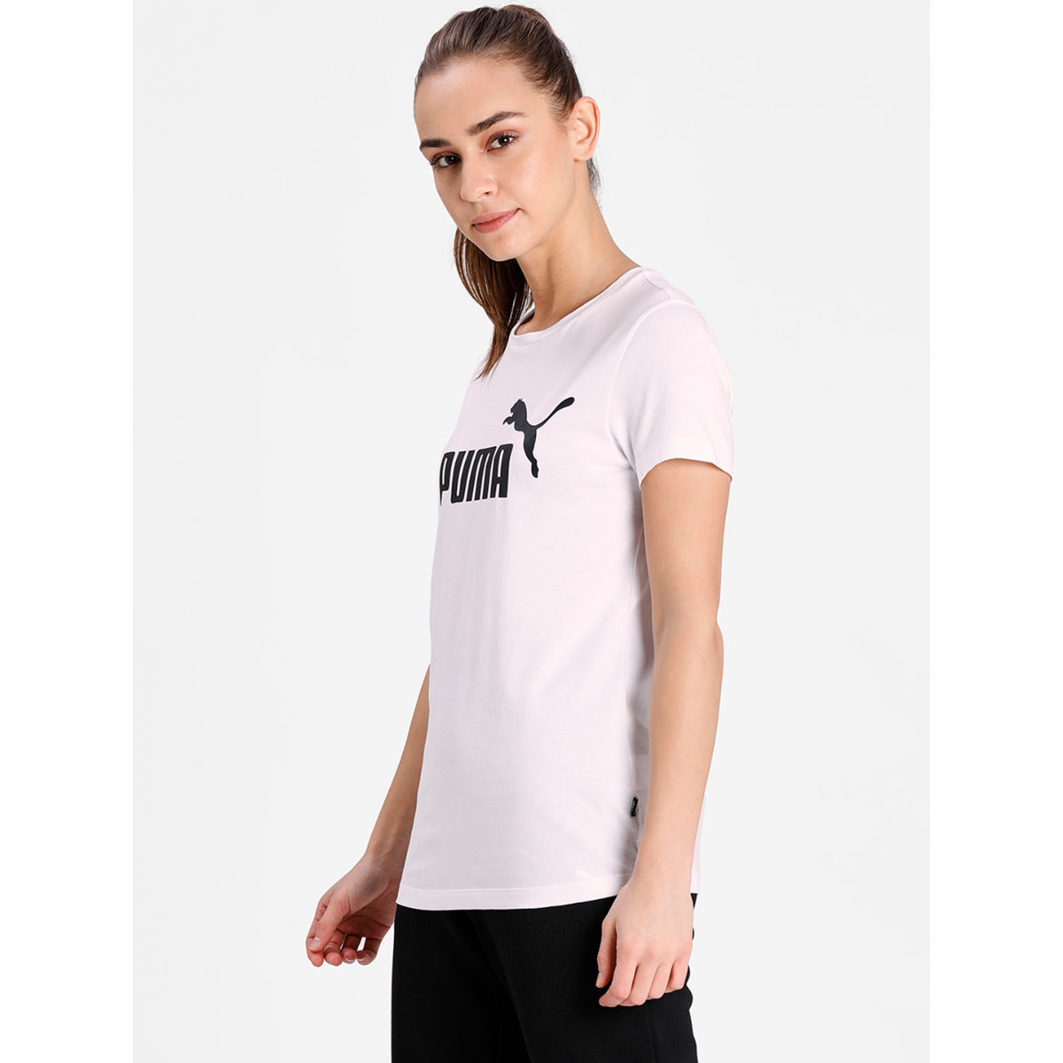 Buy Puma Essentials Logo Regular Fit Womens White T-shirt Online