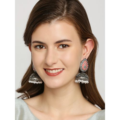 Buy OOMPH Oxidised Silver Coral Meenakari And Kundan Ethnic Large