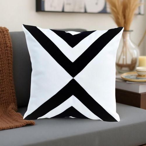 Buy THROW PILLOW Geometric Black Crisscross White Premium Decor