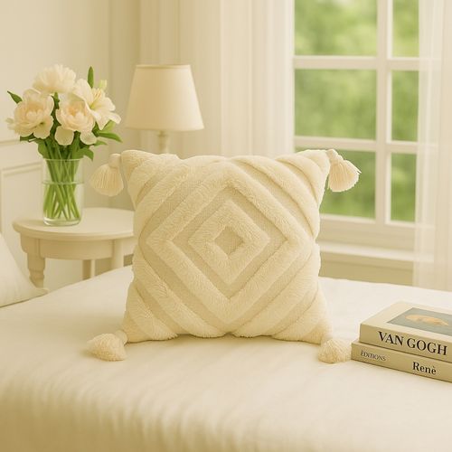 Buy THROW PILLOW Diamond Tufted Cotton Basketweave Cushion Cover