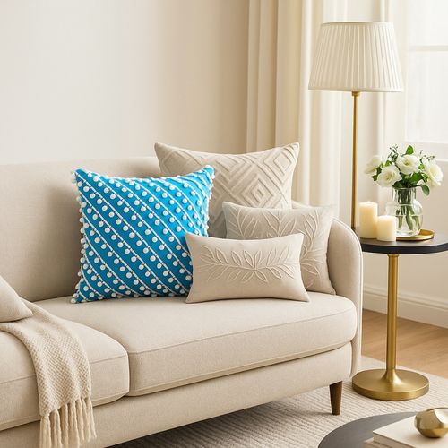 Buy THROW PILLOW Vibrant Blue Cushion Cover: Premium Fabric With