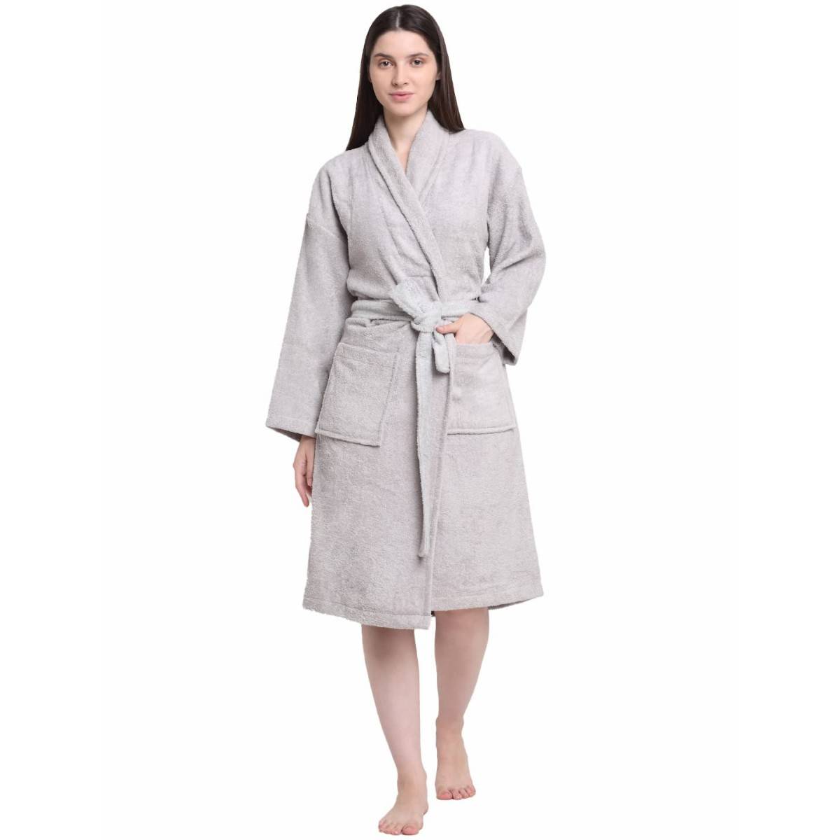 Creeva Light Dark Solid 100% Cotton Bath Robe (M)