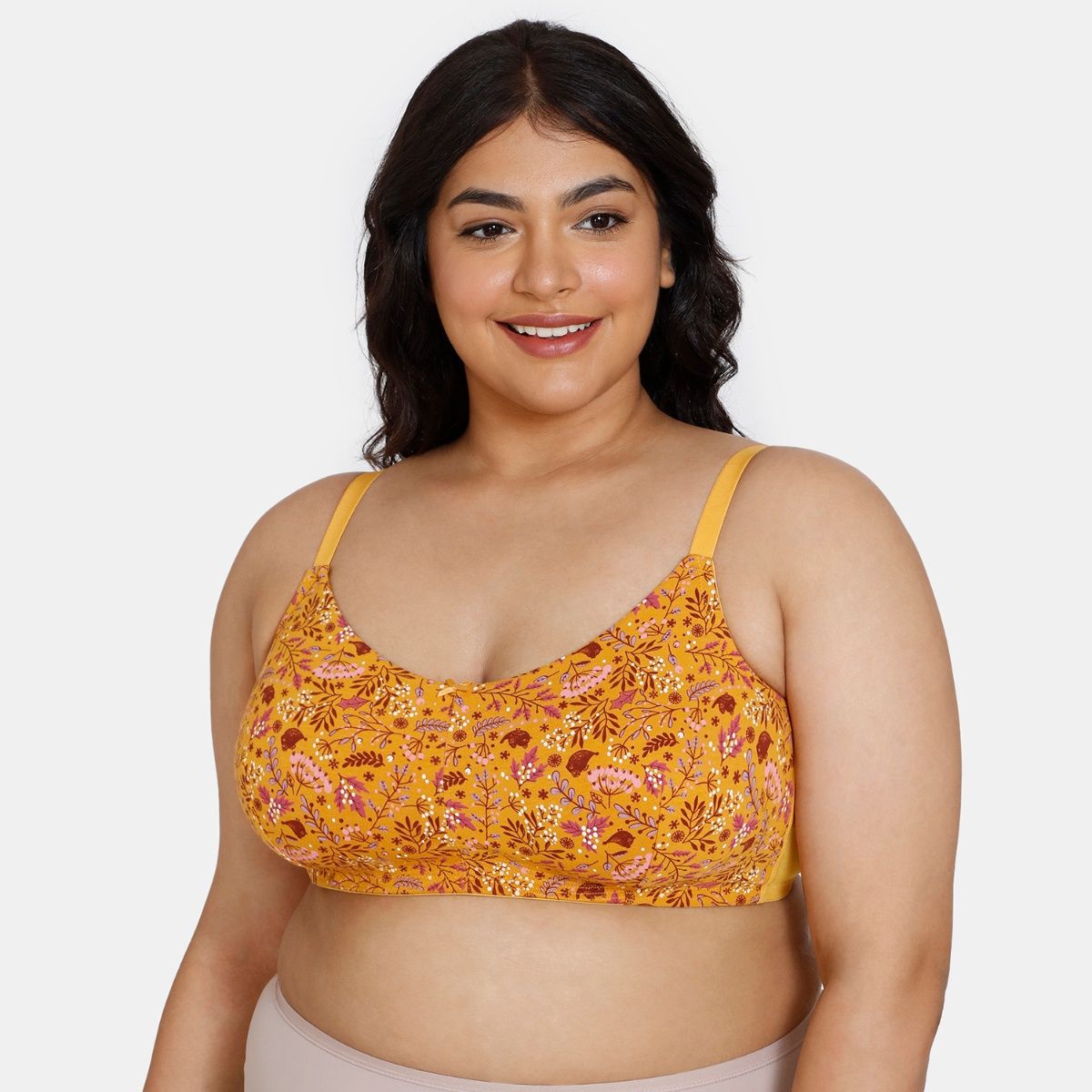 Zivame Robins Song Double Layered Non Wired Full Coverage Super Support Bra Golden Orange Buy