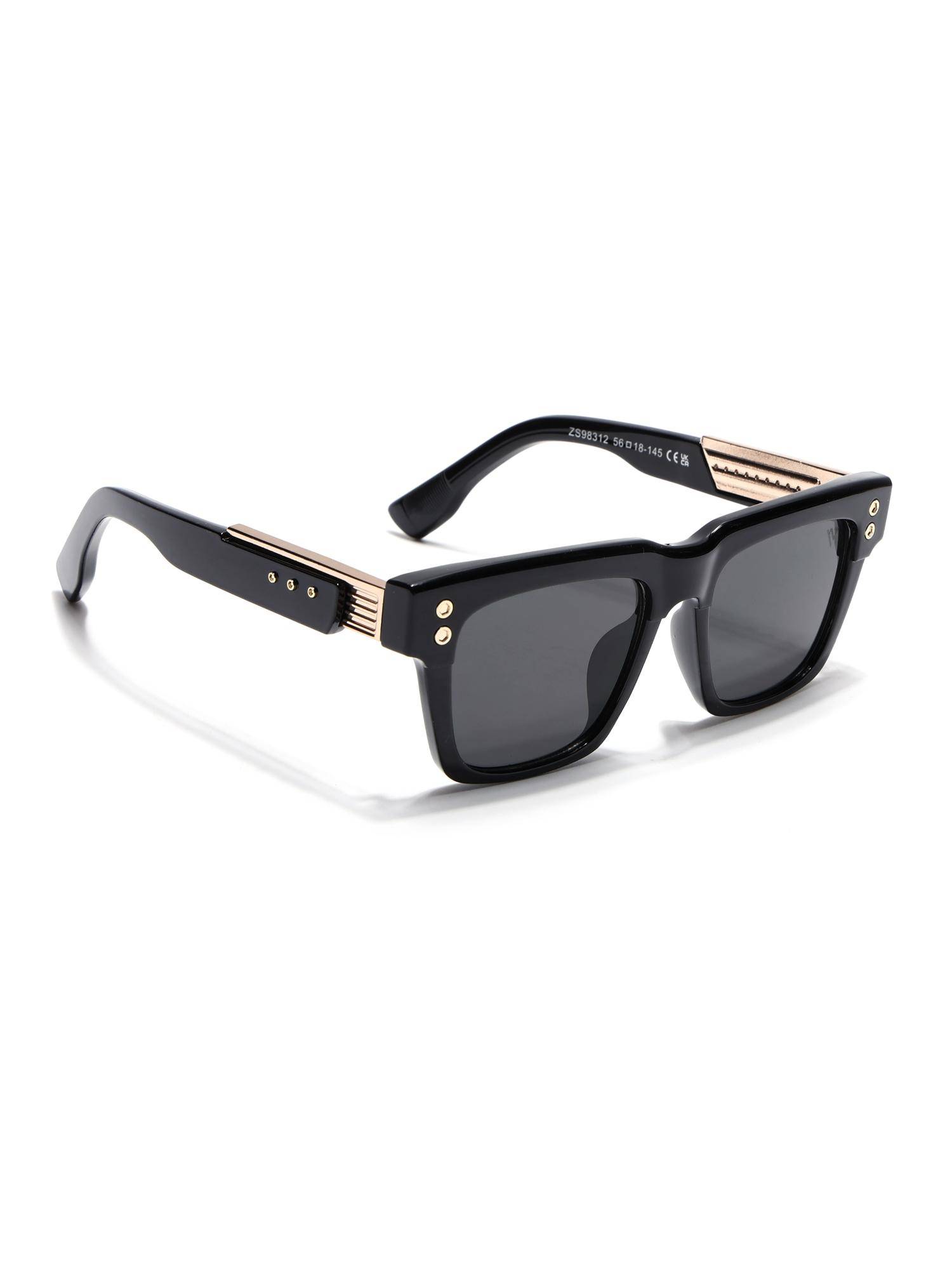 Voyage Men Square Black Frame Grey Lens Sunglasses (56)