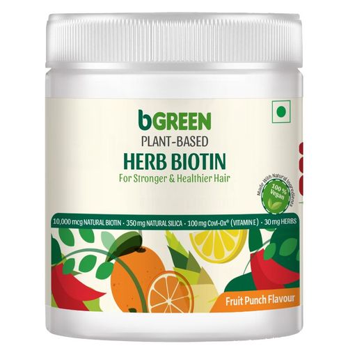 bGREEN by HealthKart Herb Biotin 10000mcg+ Powder, Biotin for Hair Growth ( Fruit Punch): Buy bGREEN by HealthKart Herb Biotin 10000mcg+ Powder, Biotin  for Hair Growth (Fruit Punch) Online at Best Price in