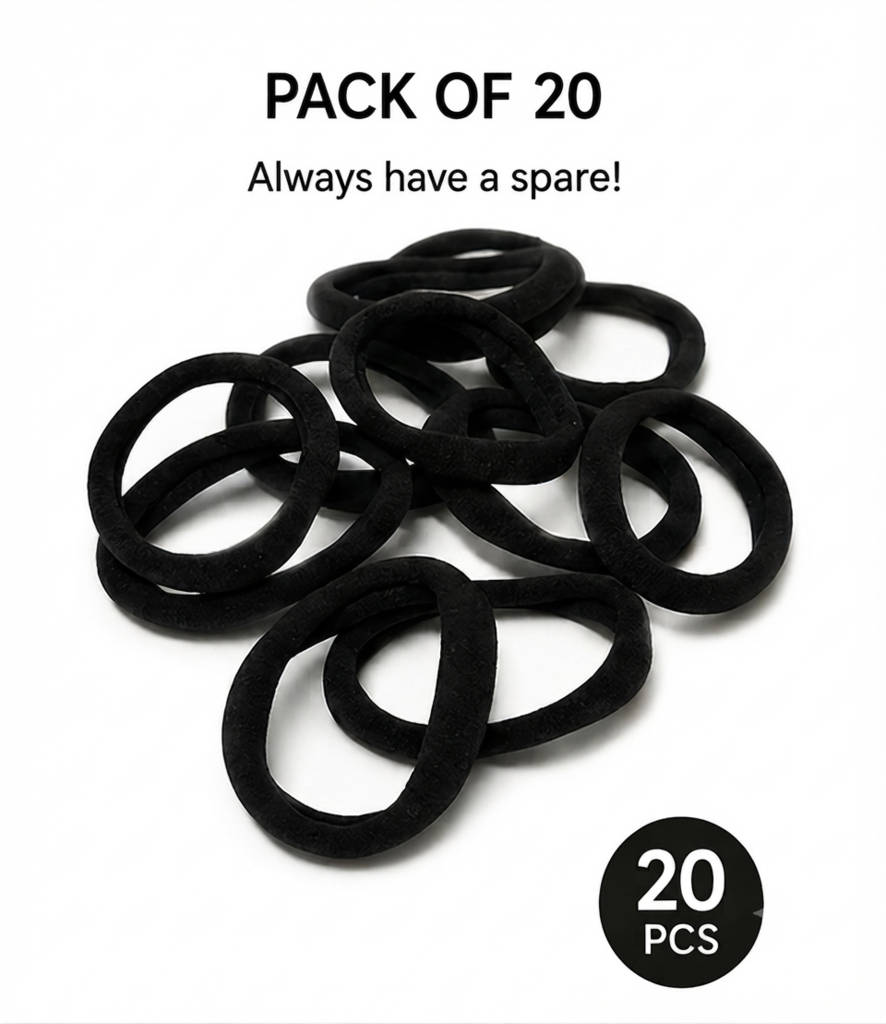 Bronson Professional Hair Rubber Bands Ponytail Holder with Storage Box - Black