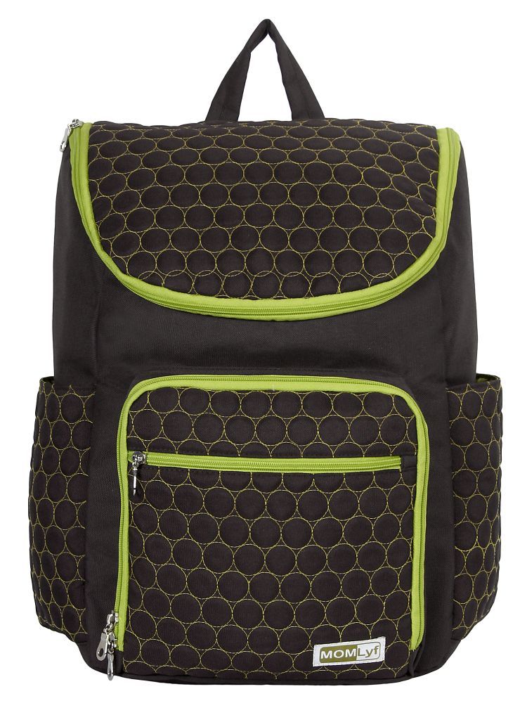 MomLyf Noah Brown Circled Polyester Diaper Backpack With Changing Mat
