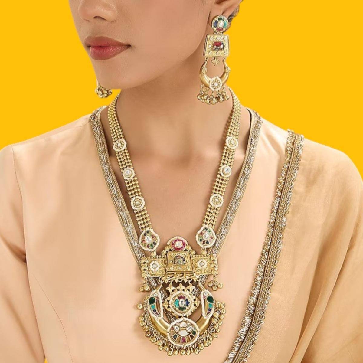 Auraa Trends Traditional Antique Multi-Color Stones Necklace Set