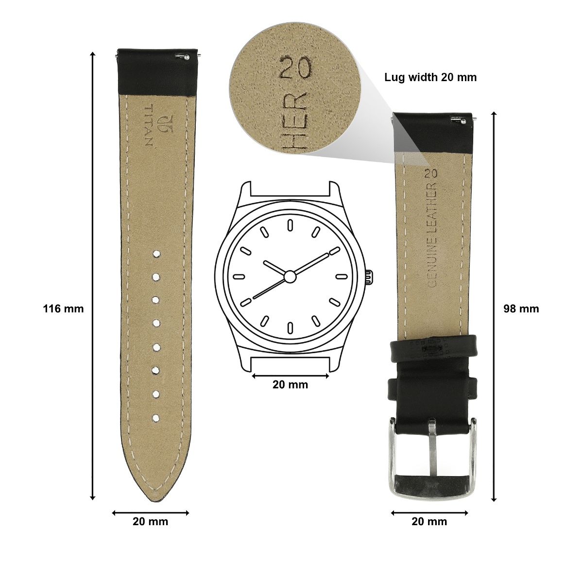 Titan genuine sale leather strap