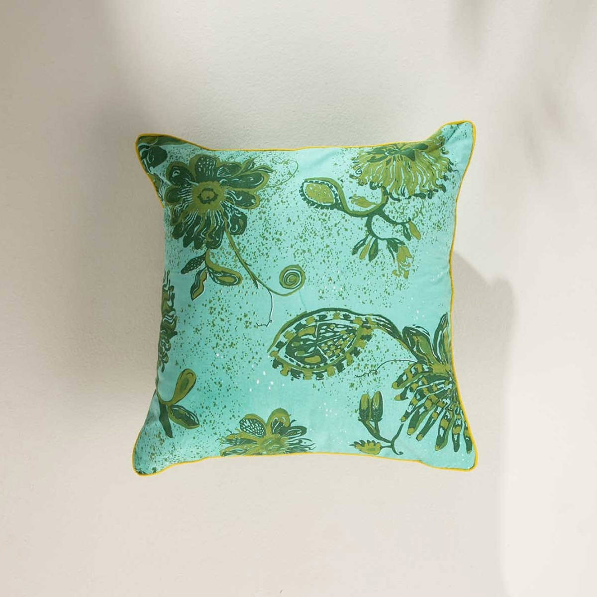 Freedom Tree Vidari Pure Cotton Teal Cushion Cover - 18X18 Inches