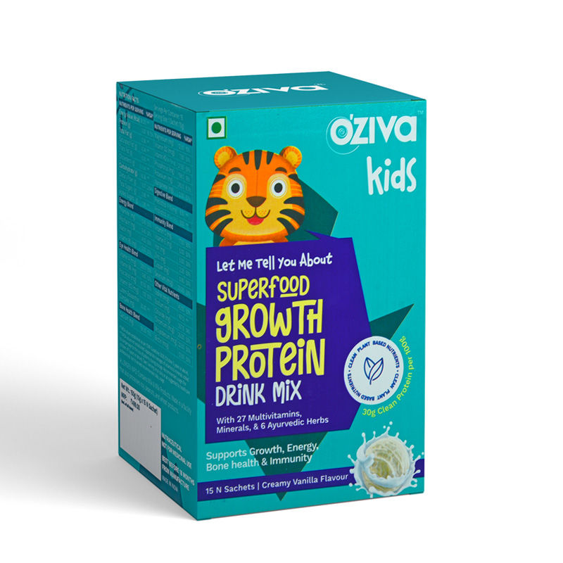 Oziva Kids Superfood Growth Protein Drink Mix, Kids 5 And Above - Creamy Vanilla
