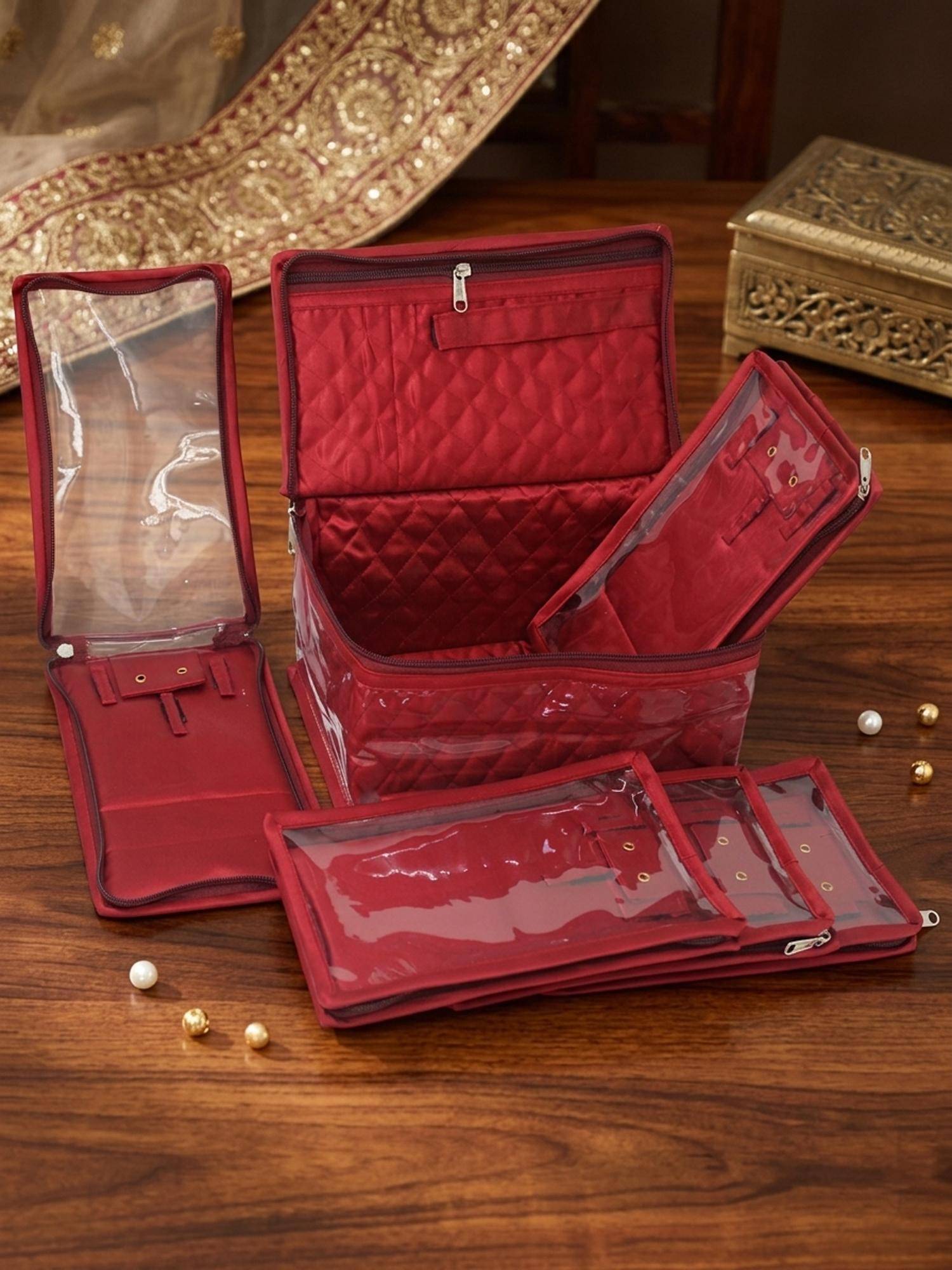 atorakushon Jewellery Organizer Makeup Pouch for Necklace & Earrings - Maroon