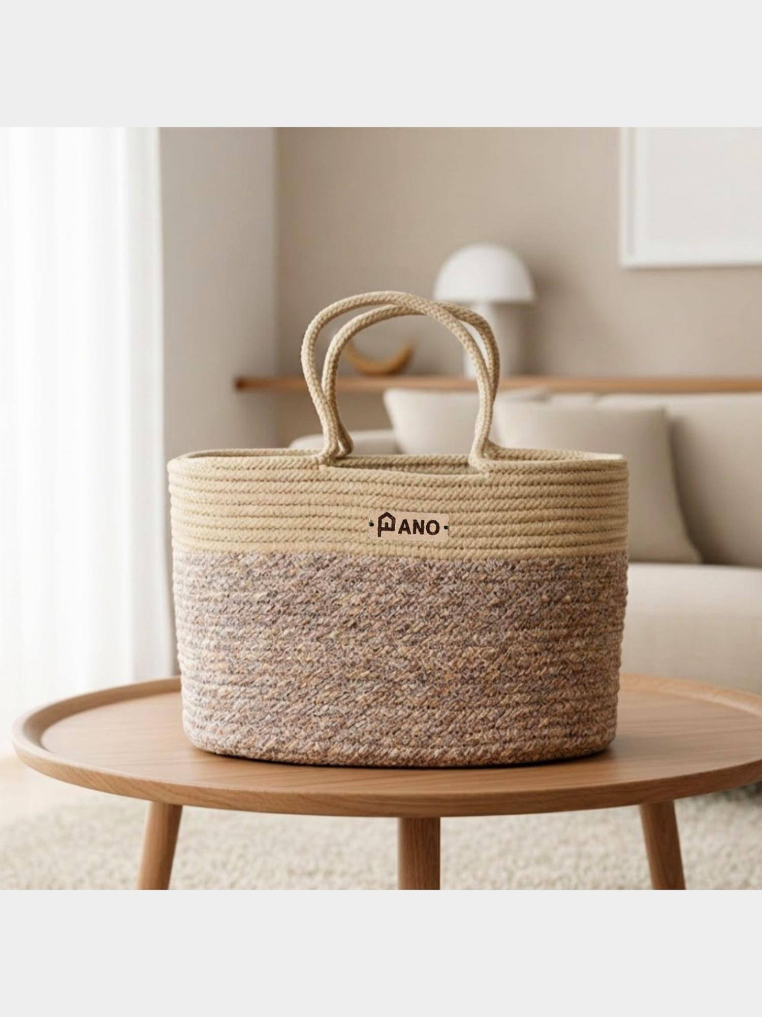 PANO Braided Corsica Tote Storage Basket - Beige Natural