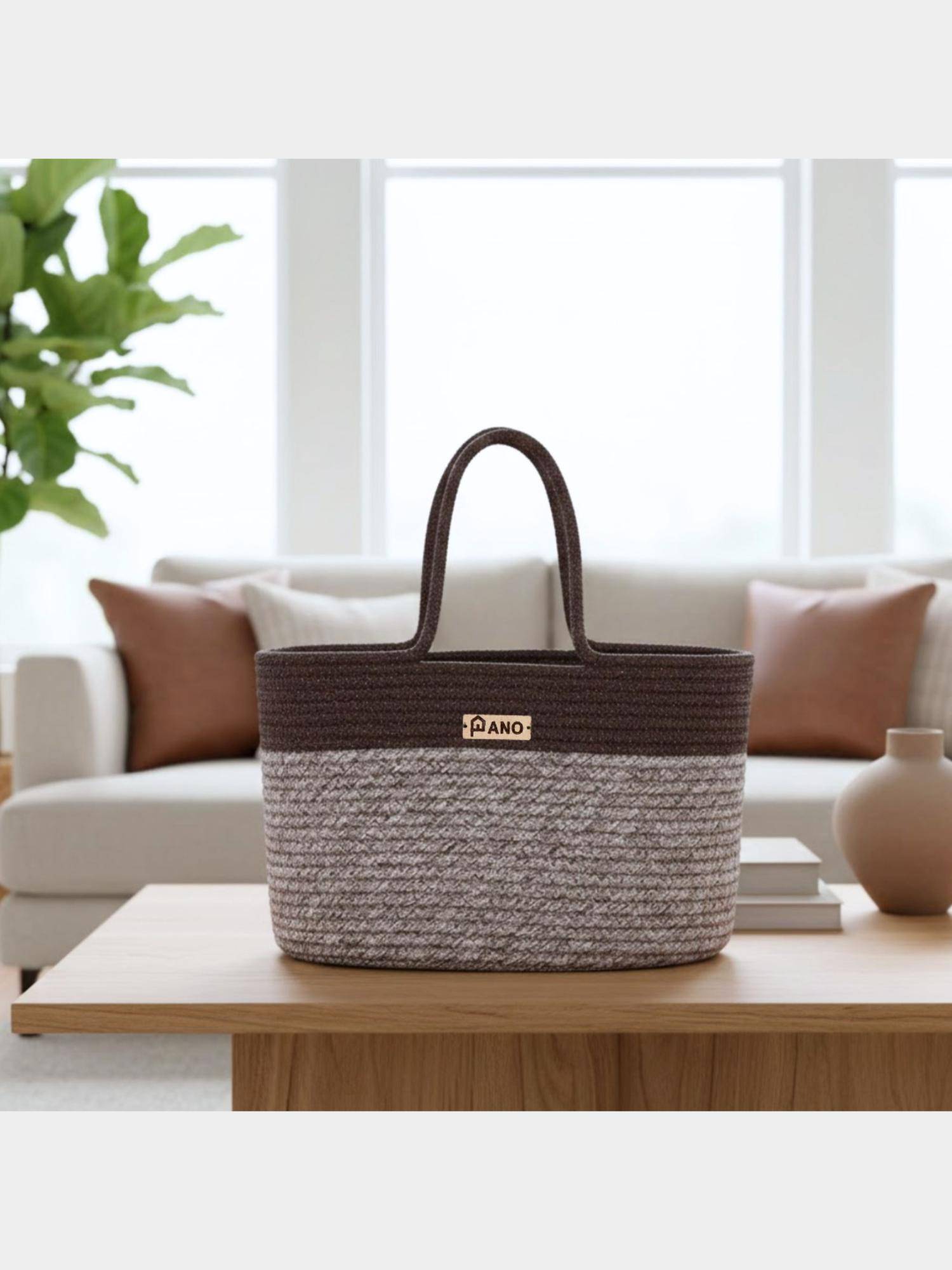 PANO Braided Corsica Tote Storage Basket - Brown