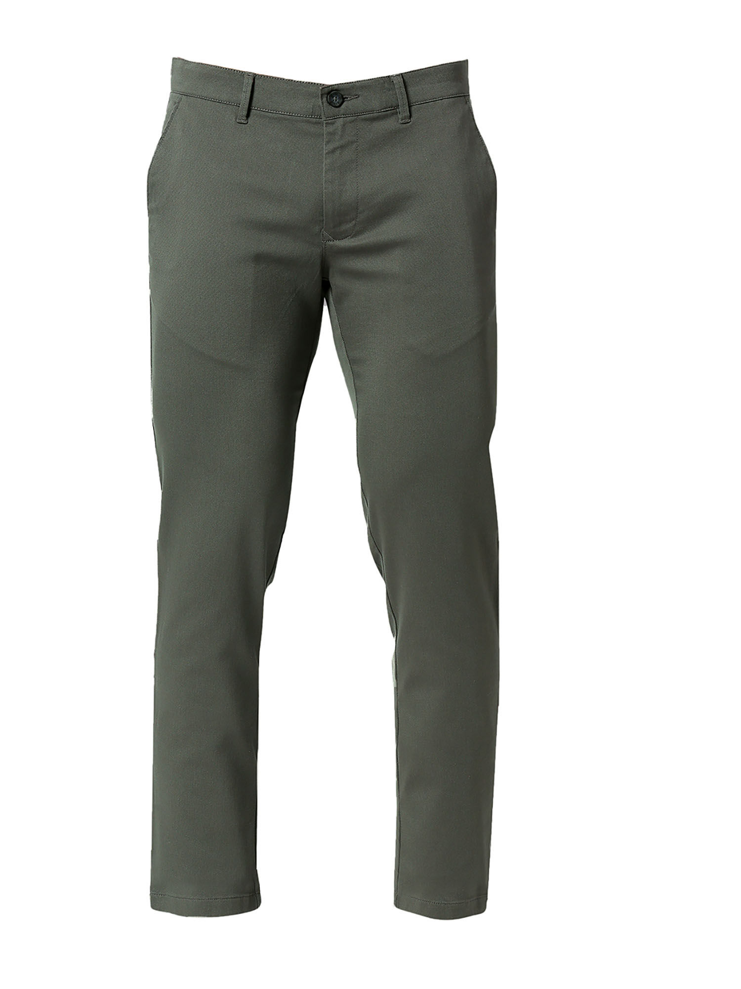 BASICS TAPERED FIT INCENSE KHAKI COTTON STRETCH TROUSERS-23BTR52945