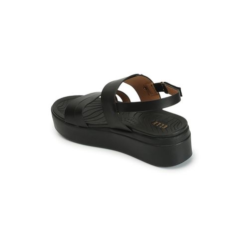 Buy Elle Black Hook Loop Solid Comfortable Sandal Online