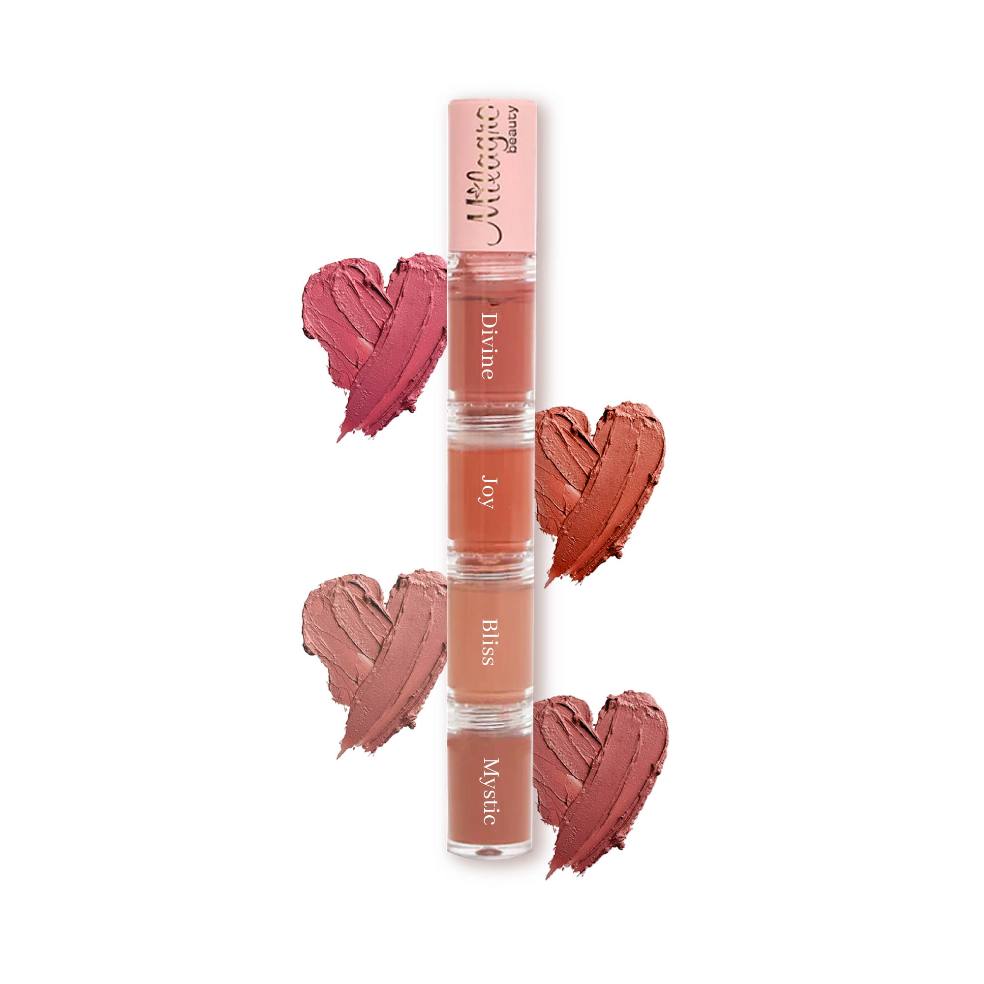 Milagro Beauty Quad Squad 1.0, 4-in-1 Hydrating Matte Nude Long-Stay Liquid Lipstick