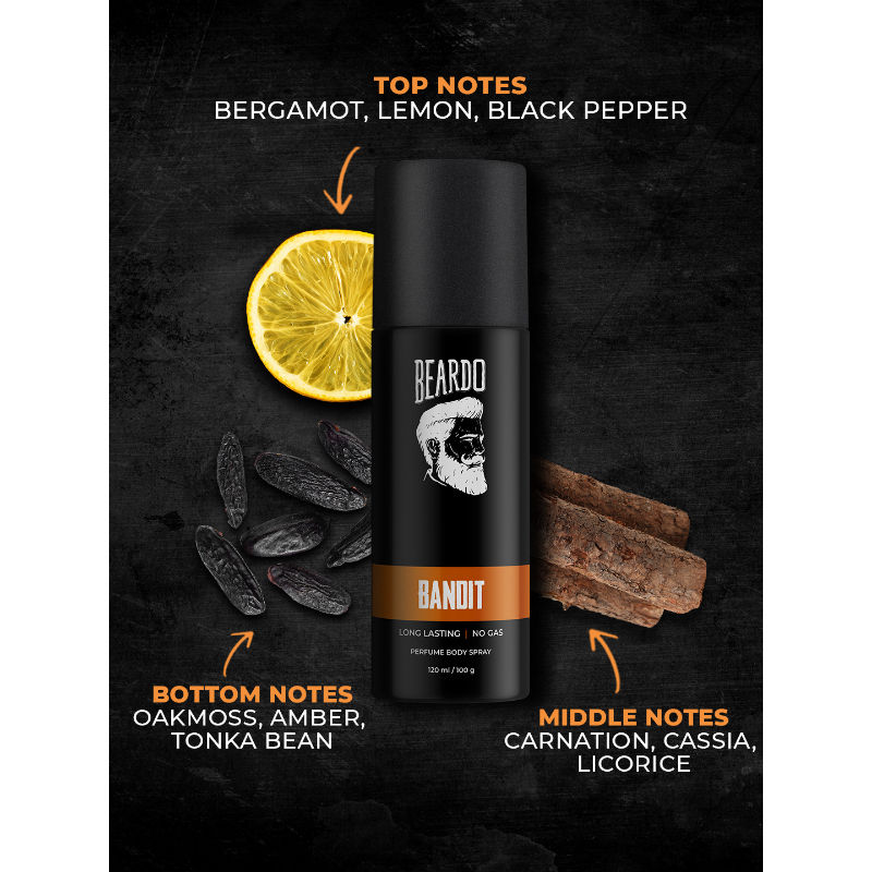 Beardo Bandit Perfume Body Spray, No Gas Deo For Men Long Lasting Body Spray For Men Buy