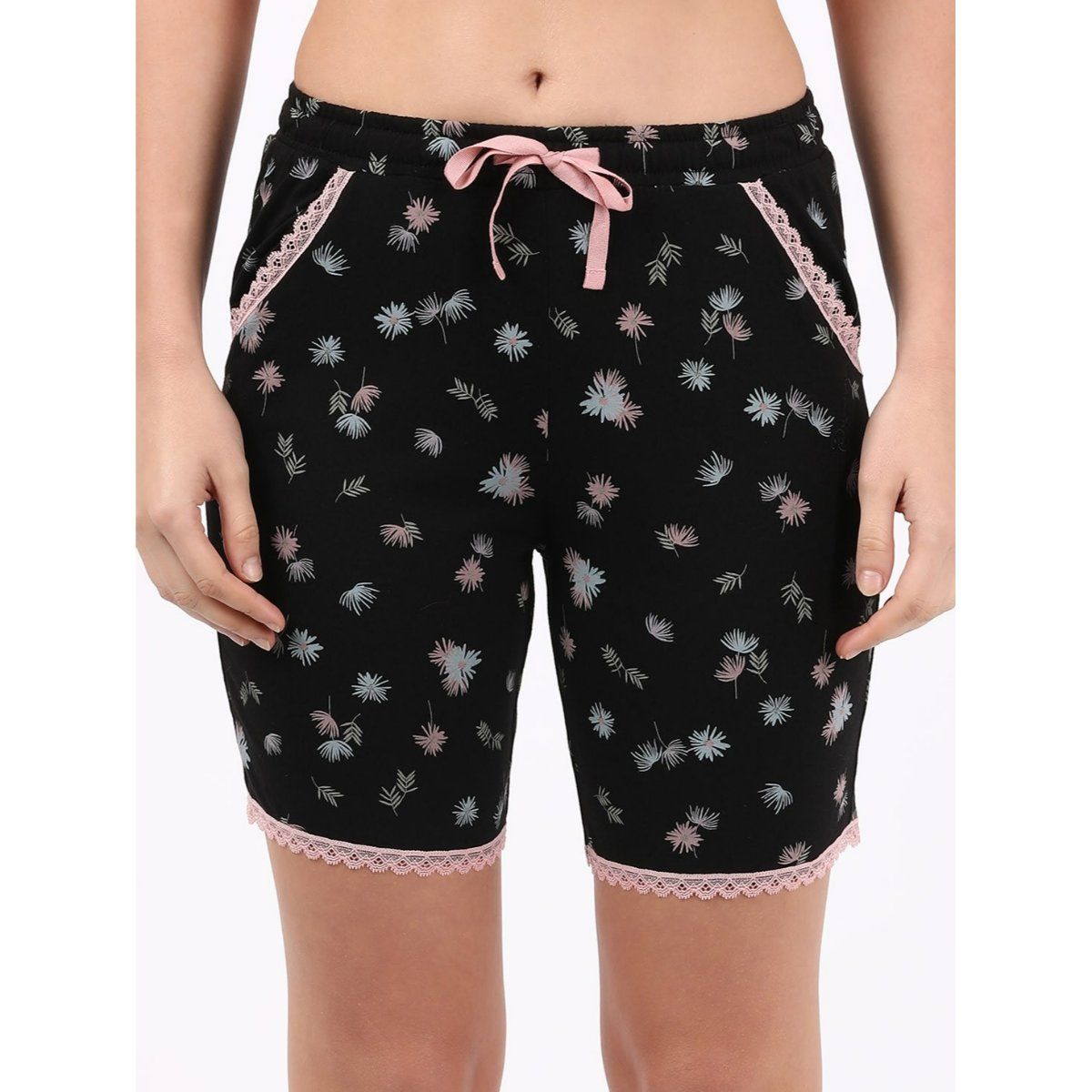 Jockey Rx10 Women s Micro Modal Cotton Printed Sleep Shorts With Side Pockets Black L