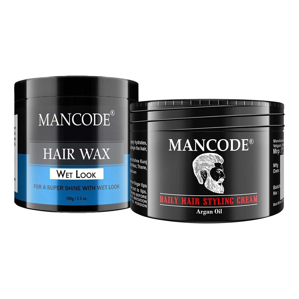 Mancode Hair Styling Kit- Daily Hair Styling Cream, And Hair Wax Wet Look,  (Pack Of 2): Buy Mancode Hair Styling Kit- Daily Hair Styling Cream, And  Hair Wax Wet Look, (Pack Of