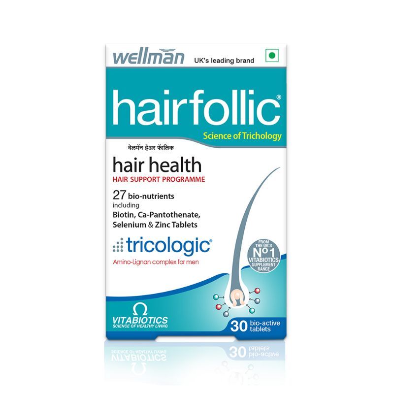 Wellman Hairfollic UK's No.1 Hair Supplement for Men ( Tricologic Formula, 30 Vitamins & Minerals)