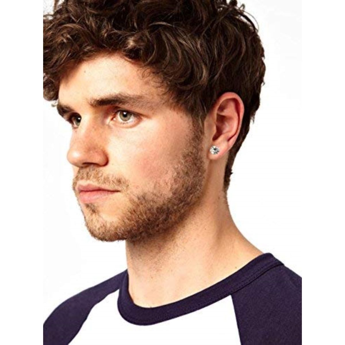 OOMPH Combo of 2 Round Cubic Zirconia Ear Stud Earrings for Men Buy