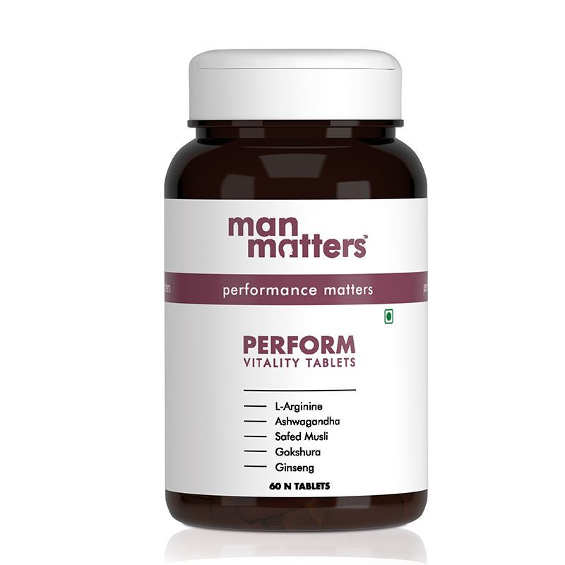 Man Matters PERFORM Vitality Tablets With Ashwagandha, Safed Musli, Gokshura & 8 natural herbs