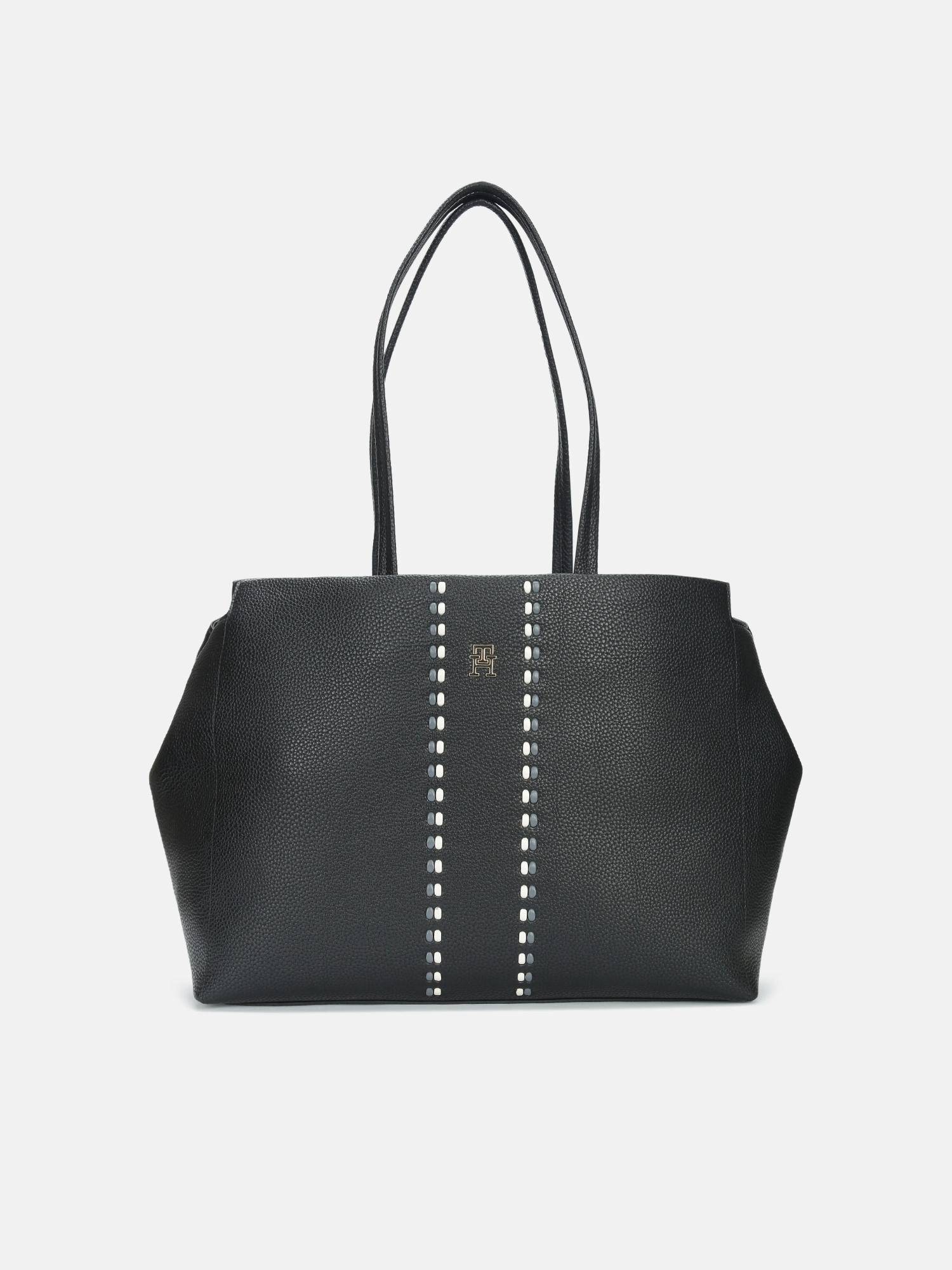 Tommy Hilfiger Black Pu Solid Handbag