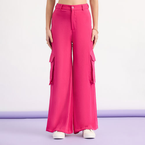 Solid High Waist Flare Leg Pants