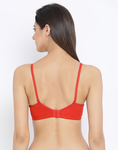 Buy Clovia Cotton Rich Solid Non-Padded Full Cup Wire Free T-shirt Bra - Dark  Red Online