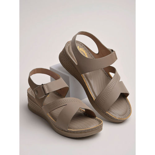 Buy Shoetopia Comfortable Taupe Doctor Sole Sandals for Women Online
