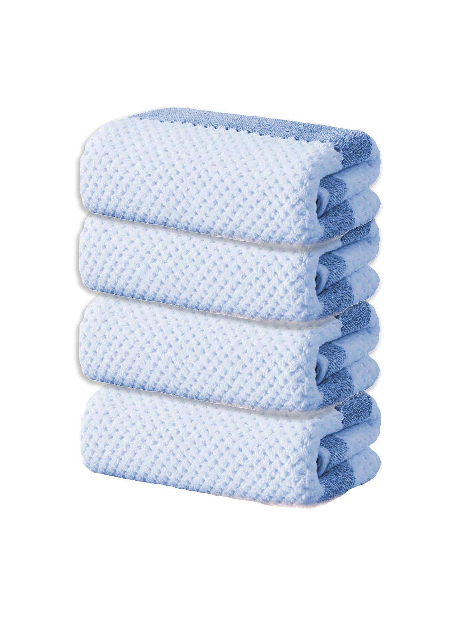 Black Gold Soft Hand Towel Blue & White Stripes Ideal For Home, Gym & Travel (Pack of 4)