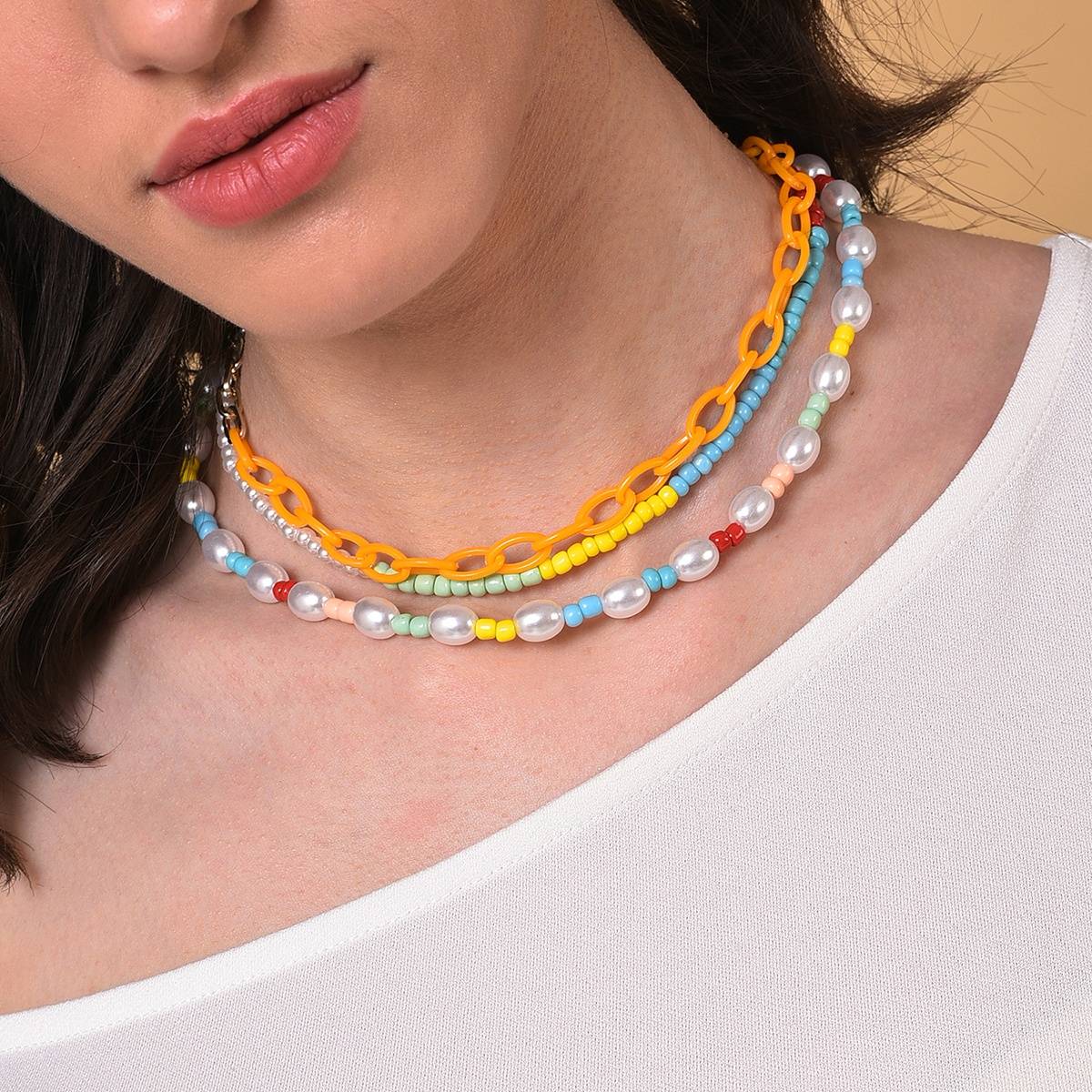 SOHI Women Beaded Multi-Strand Necklace - Multicolour