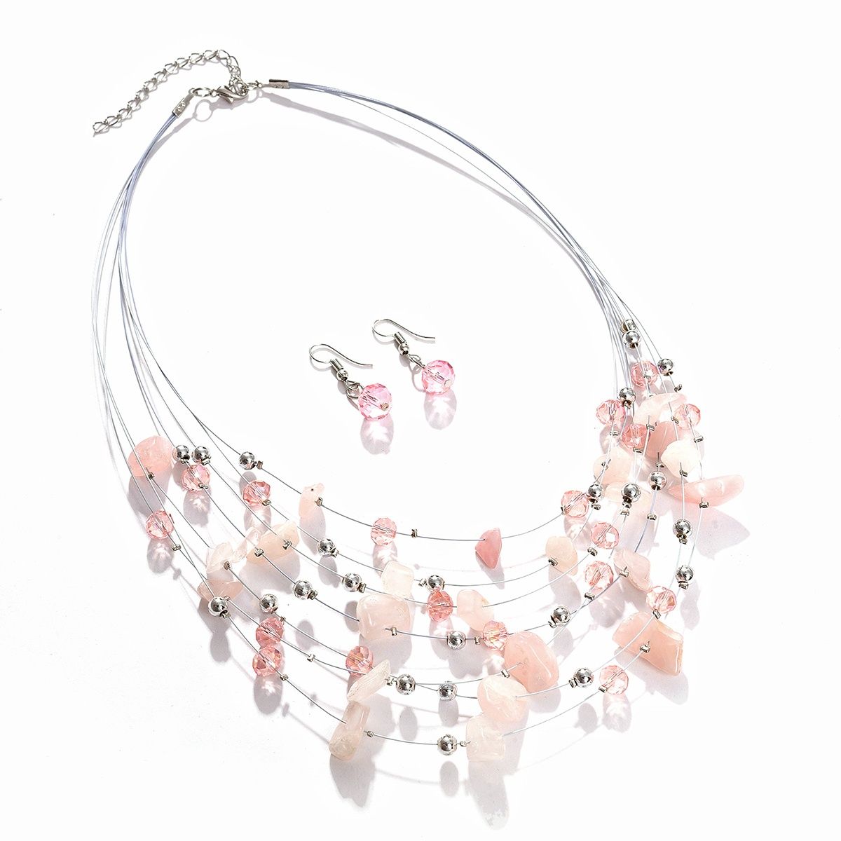 Buy SOHI Women Wire Stone Jewellery Set Pink Online