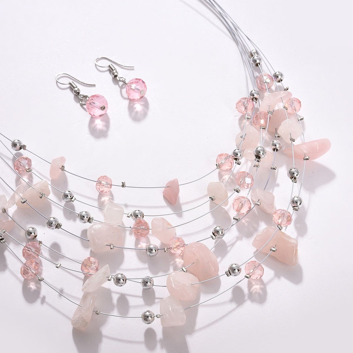 Buy SOHI Women Wire Stone Jewellery Set Pink Online