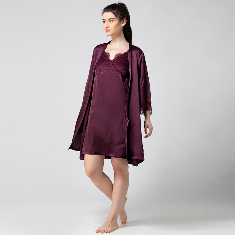Adorenite Short Lace Night Dress With 