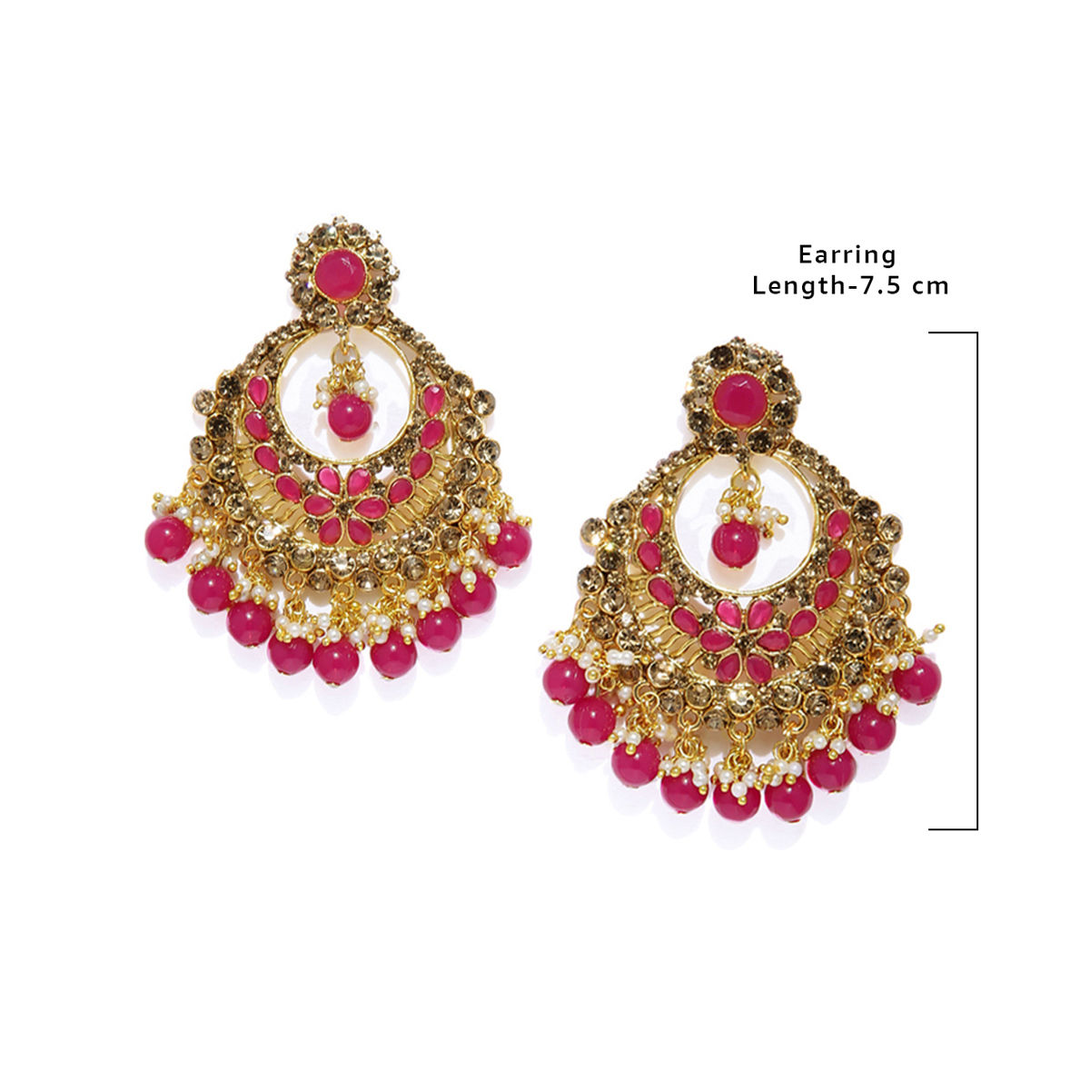 Buy Zaveri Pearls Antique Magenta Stones & Beads Dangle & Drop Earring ...