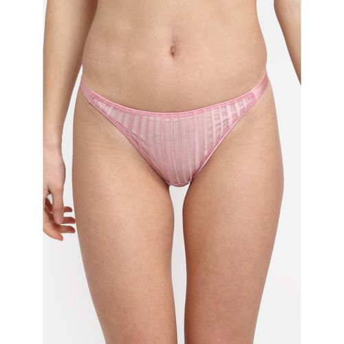Erotissch Women Pink Self Design Thongs Brief Panty (S)