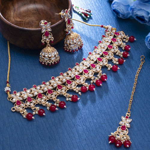 Buy Sukkhi Fabulous Kundan Gold Plated Choker Necklace Set For