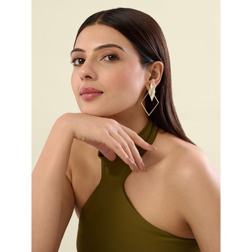 Buy Isharya Demi Goddess Rhombus Mirror and Metal Surround Earrings 18Kt  Gold Plated Online
