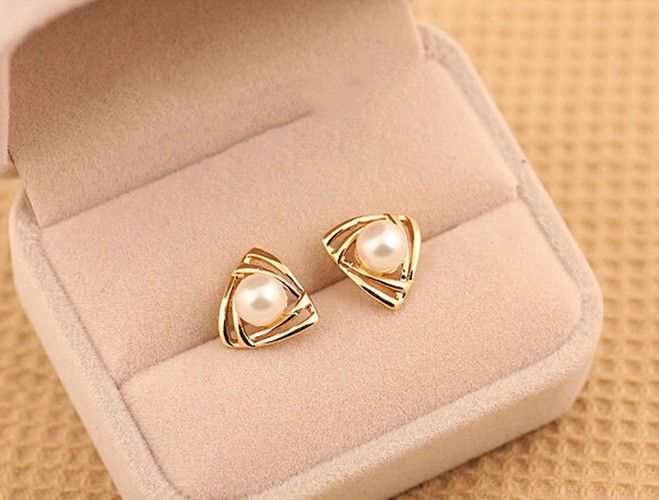 Buy OOMPH Gold Tone Faux Pearl Ear Stud Earrings Online